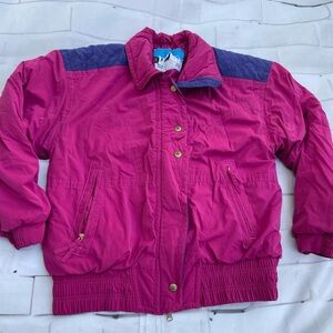 Vintage Women's Pink and Blue Puffer Jacket